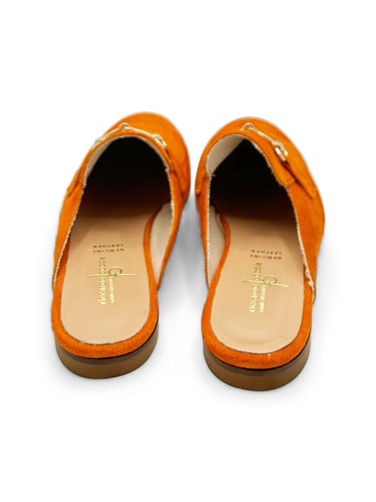 Mocassino Arancione Sabot in Camoscio con Dettaglio Metallico