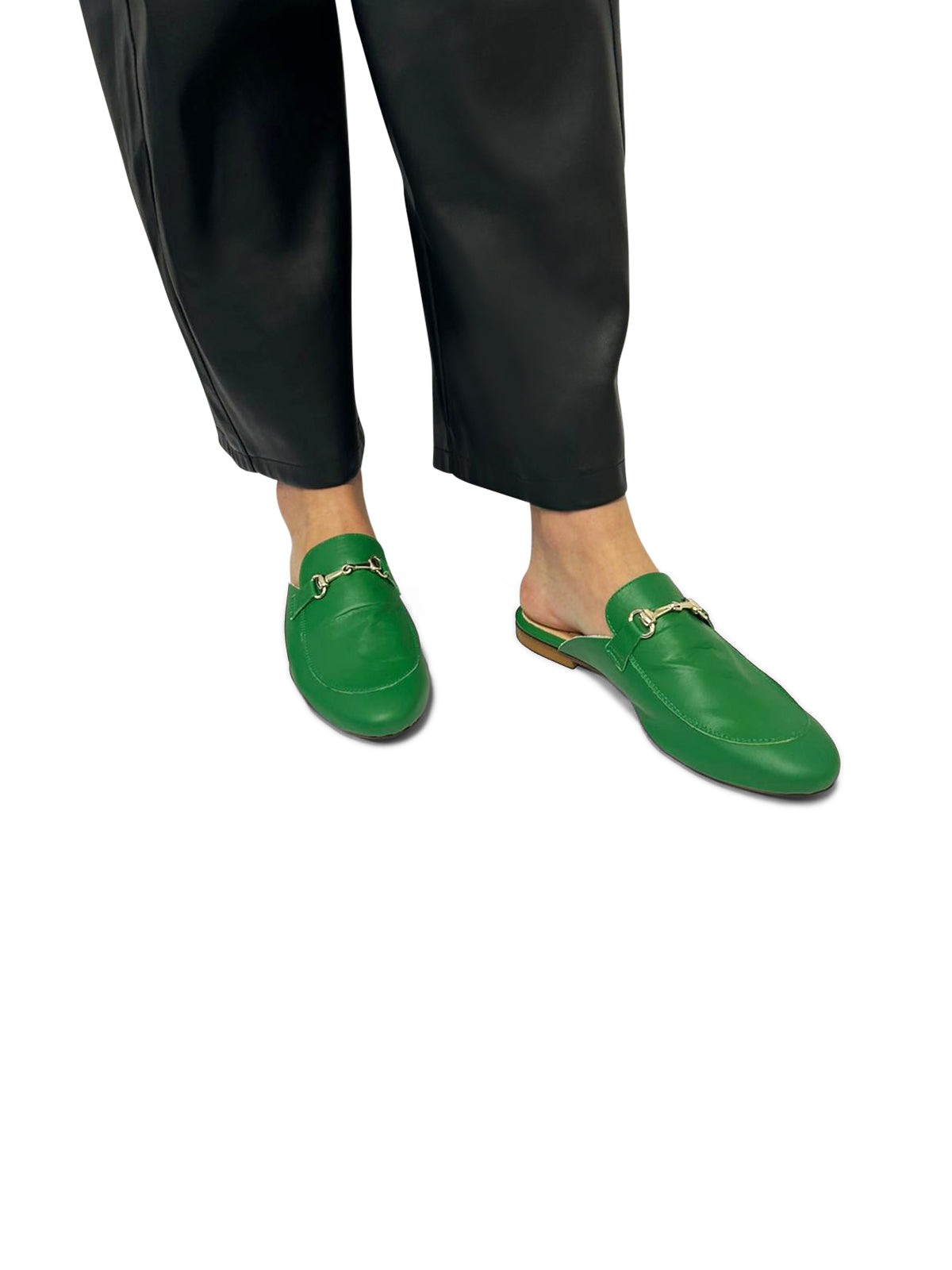 Mocassino Sabot Verde con Dettaglio Metallico