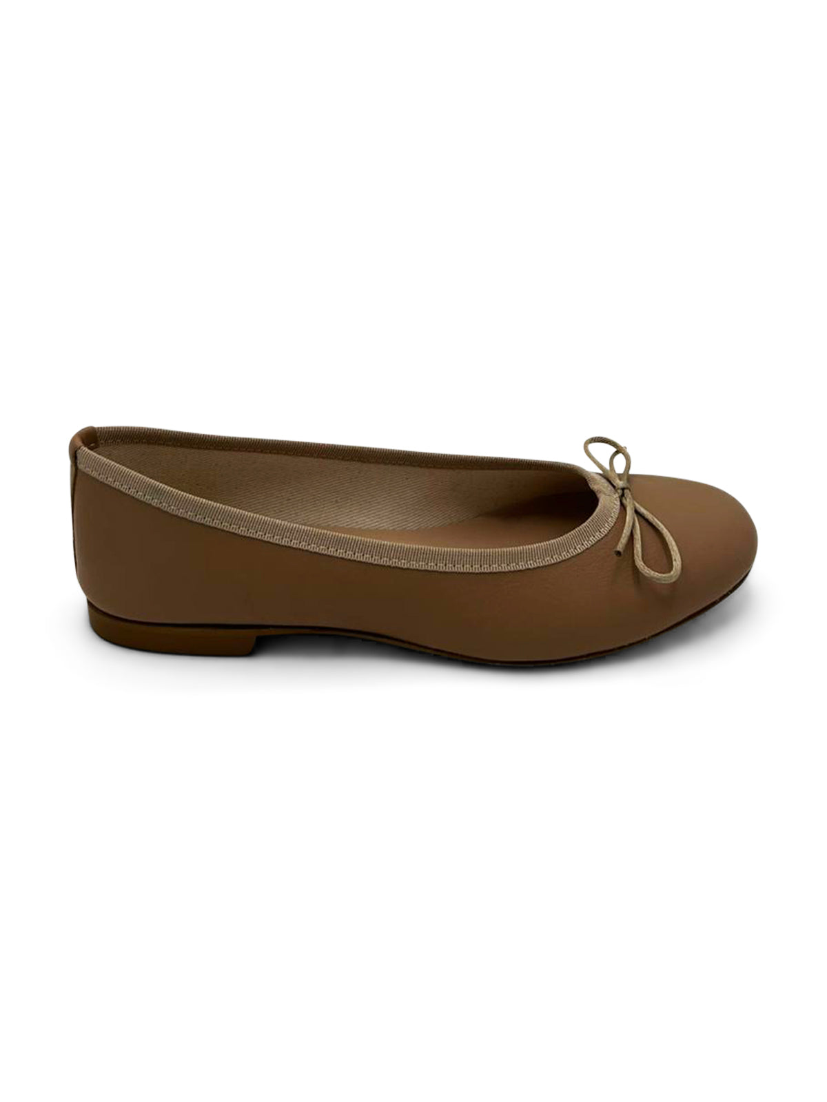 Ballerine Cuoio con Fiocco e Punta Arrotondata