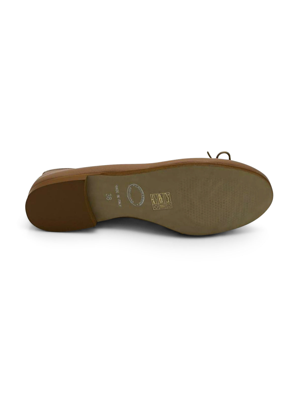 Ballerine Cuoio con Fiocco e Punta Arrotondata