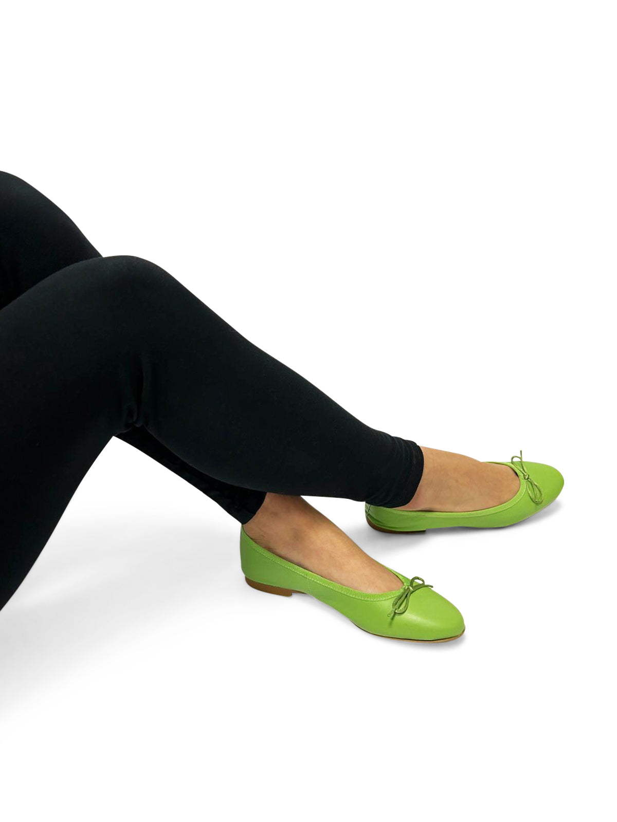 Ballerine Verde con Fiocco e Punta Arrotondata
