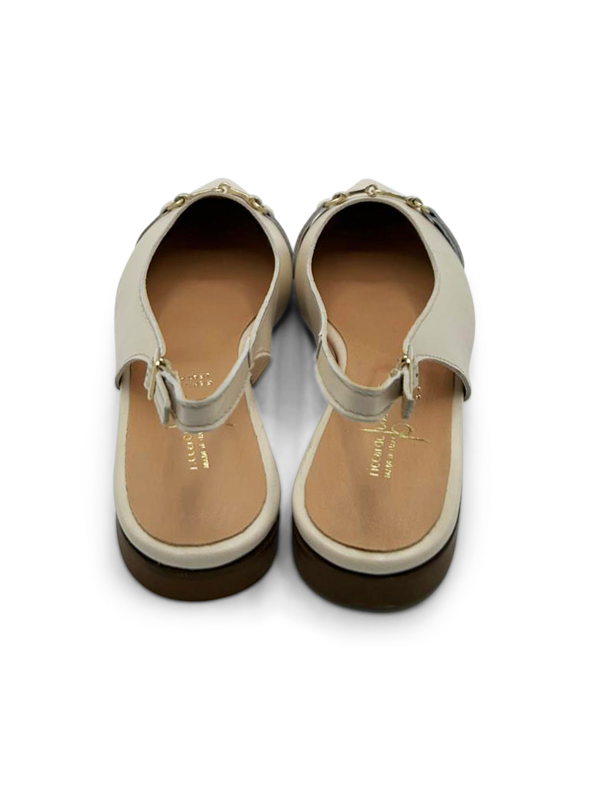 Ballerine Slingback Latte a Punta con Fibbia Dorata