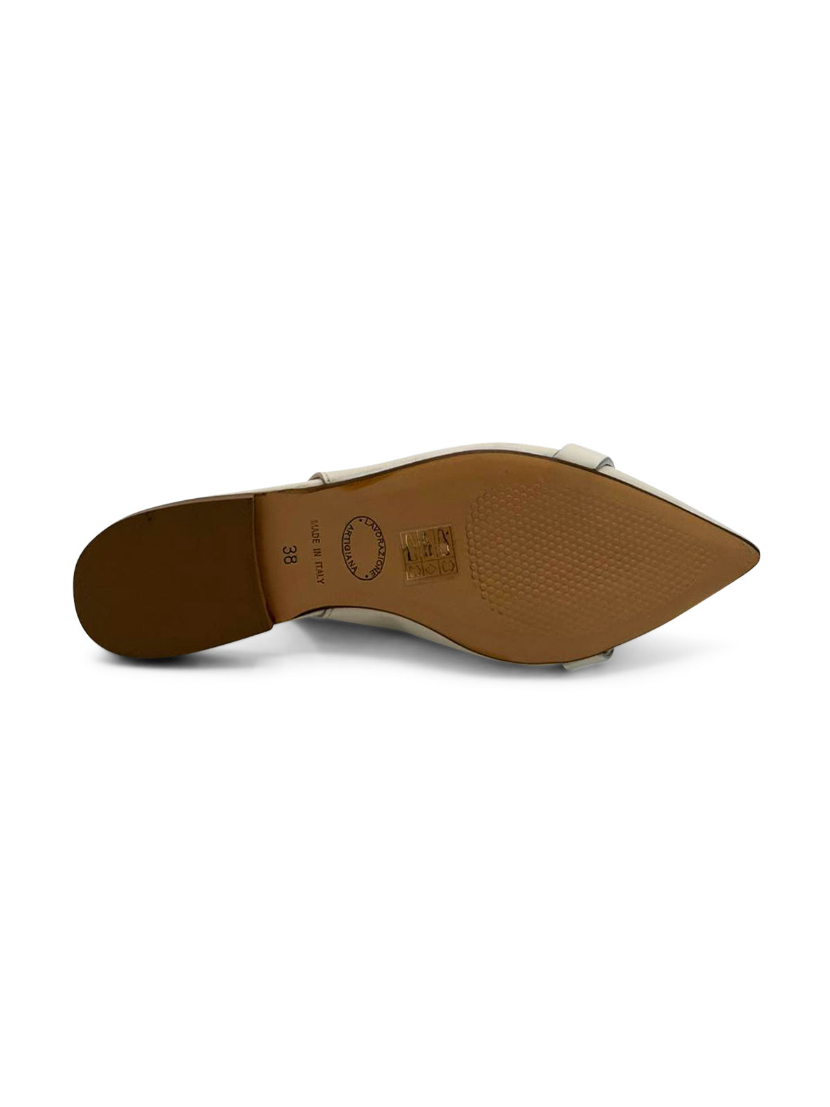 Ballerine Slingback Latte a Punta con Fibbia Dorata