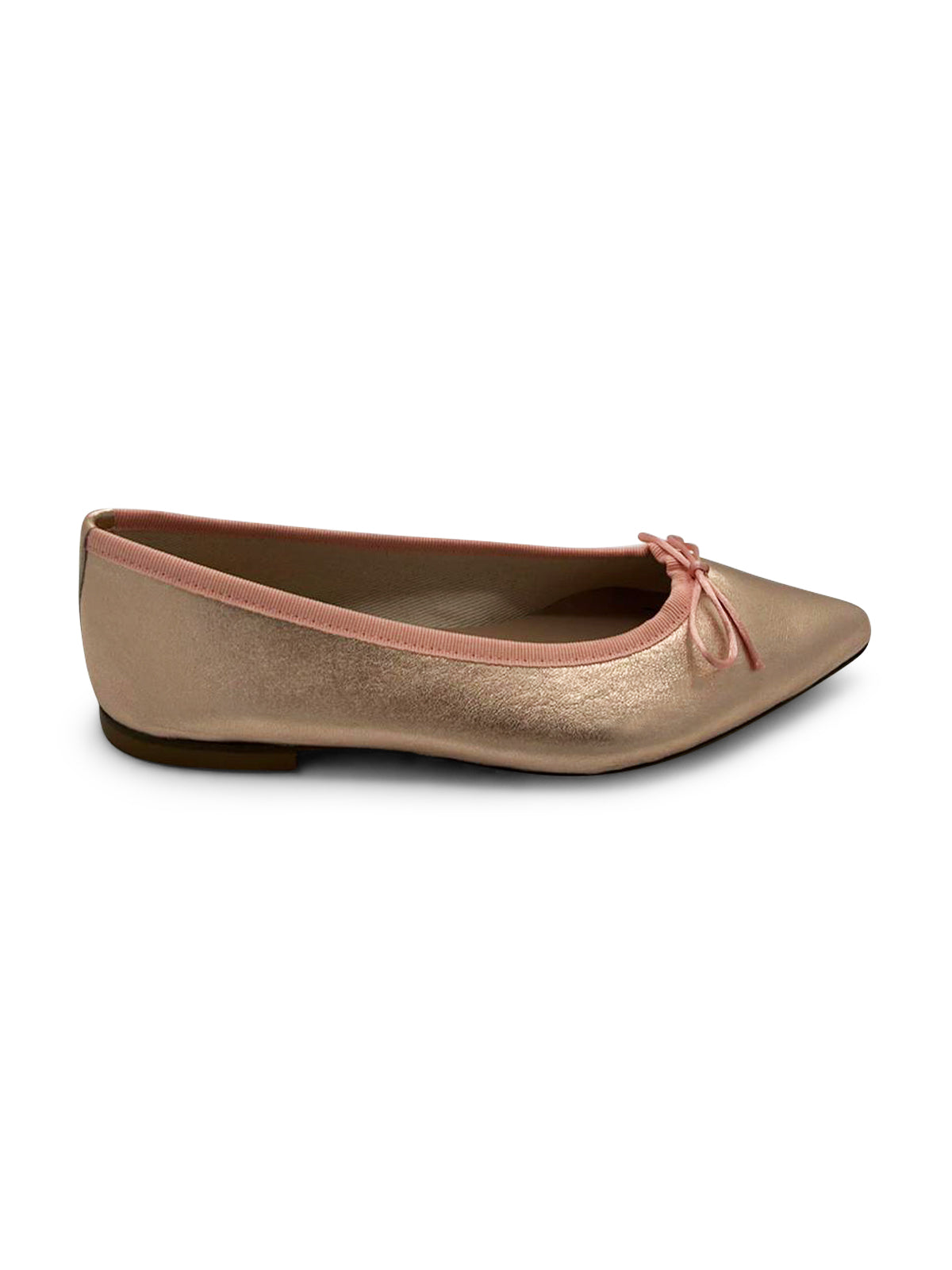 Ballerine Rosa Metallizzato in Pelle con Fiocco