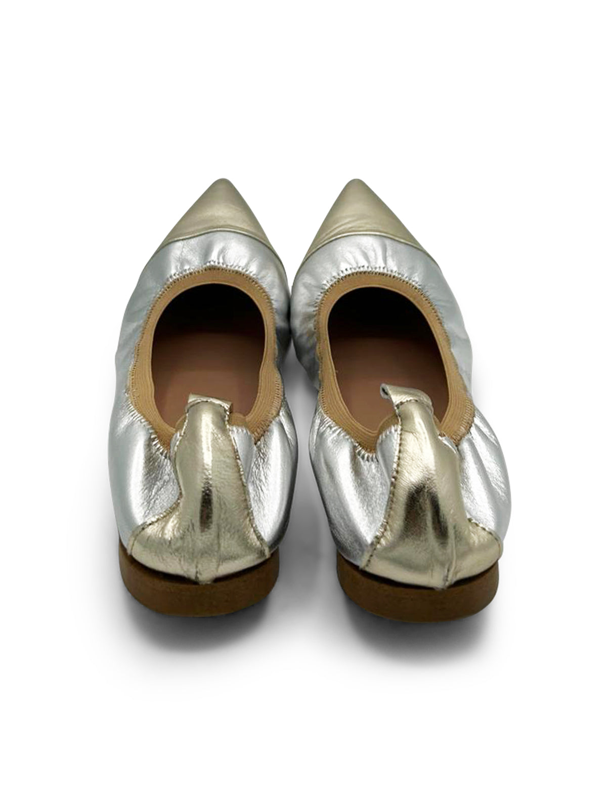 Ballerine Argento in Pelle Morbida con Elastico