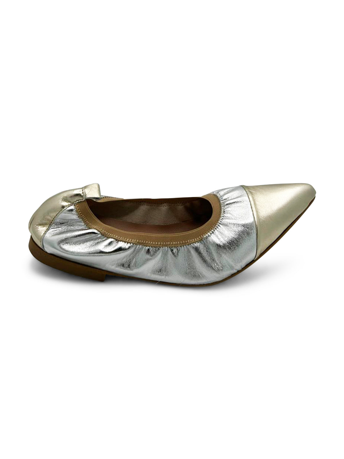 Ballerine Argento in Pelle Morbida con Elastico