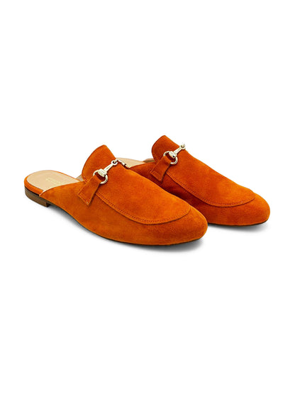 Mocassino Sabot in Camoscio Marrone con Dettaglio Metallico