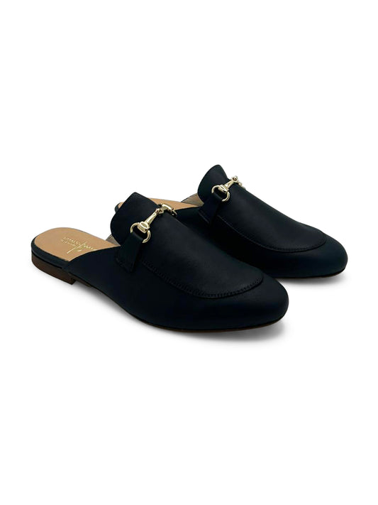Mocassino Sabot Nero con Dettaglio Metallico