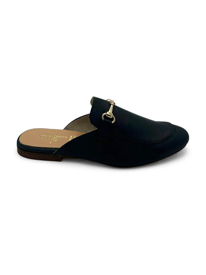 Mocassino Sabot Nero con Dettaglio Metallico