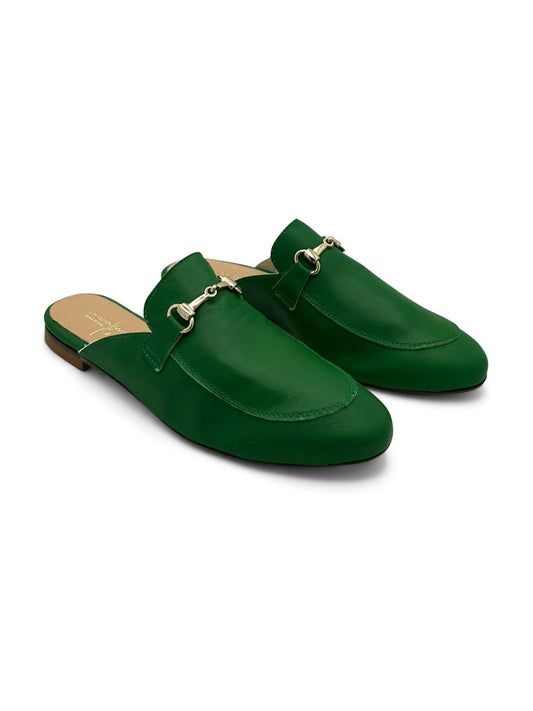 Mocassino Sabot Verde con Dettaglio Metallico