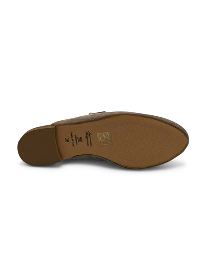 Mocassino Sabot in Camoscio Marrone con Dettaglio Metallico