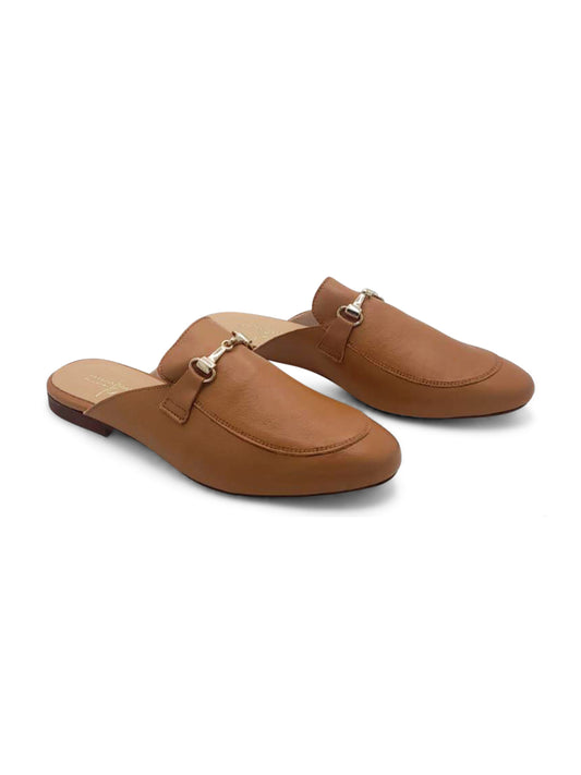 Mocassino Sabot Cuoio con Dettaglio Metallico