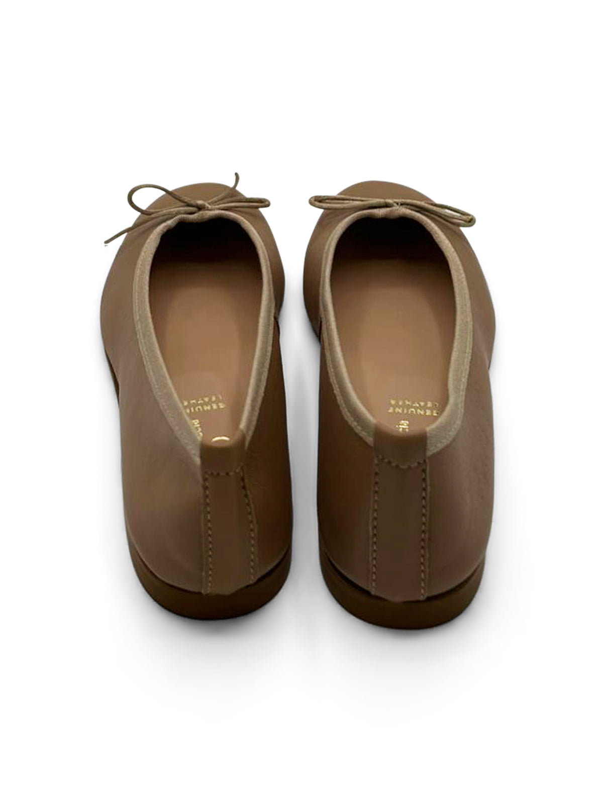 Ballerine Cuoio con Fiocco e Punta Arrotondata