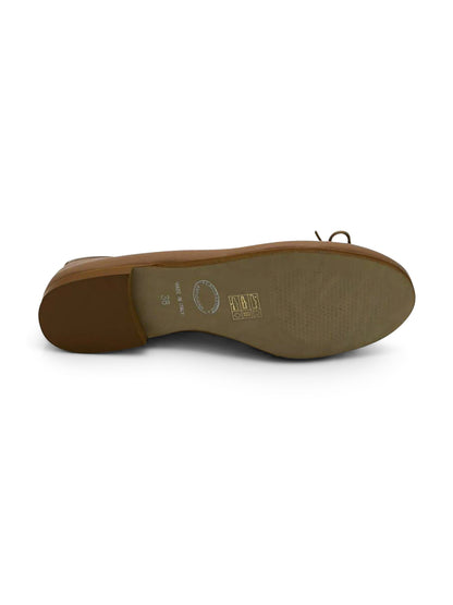 Ballerine Cuoio con Fiocco e Punta Arrotondata