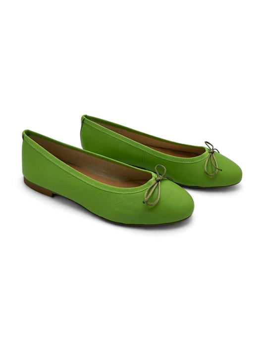 Ballerine Verde con Fiocco e Punta Arrotondata
