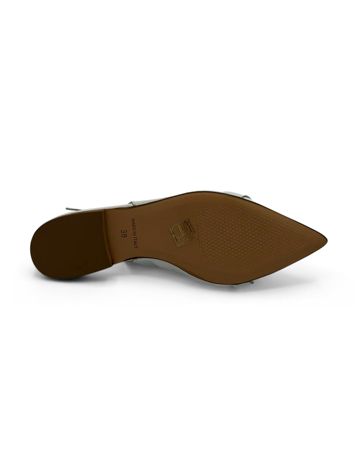 Ballerine Slingback Bianche a Punta con Fibbia Dorata