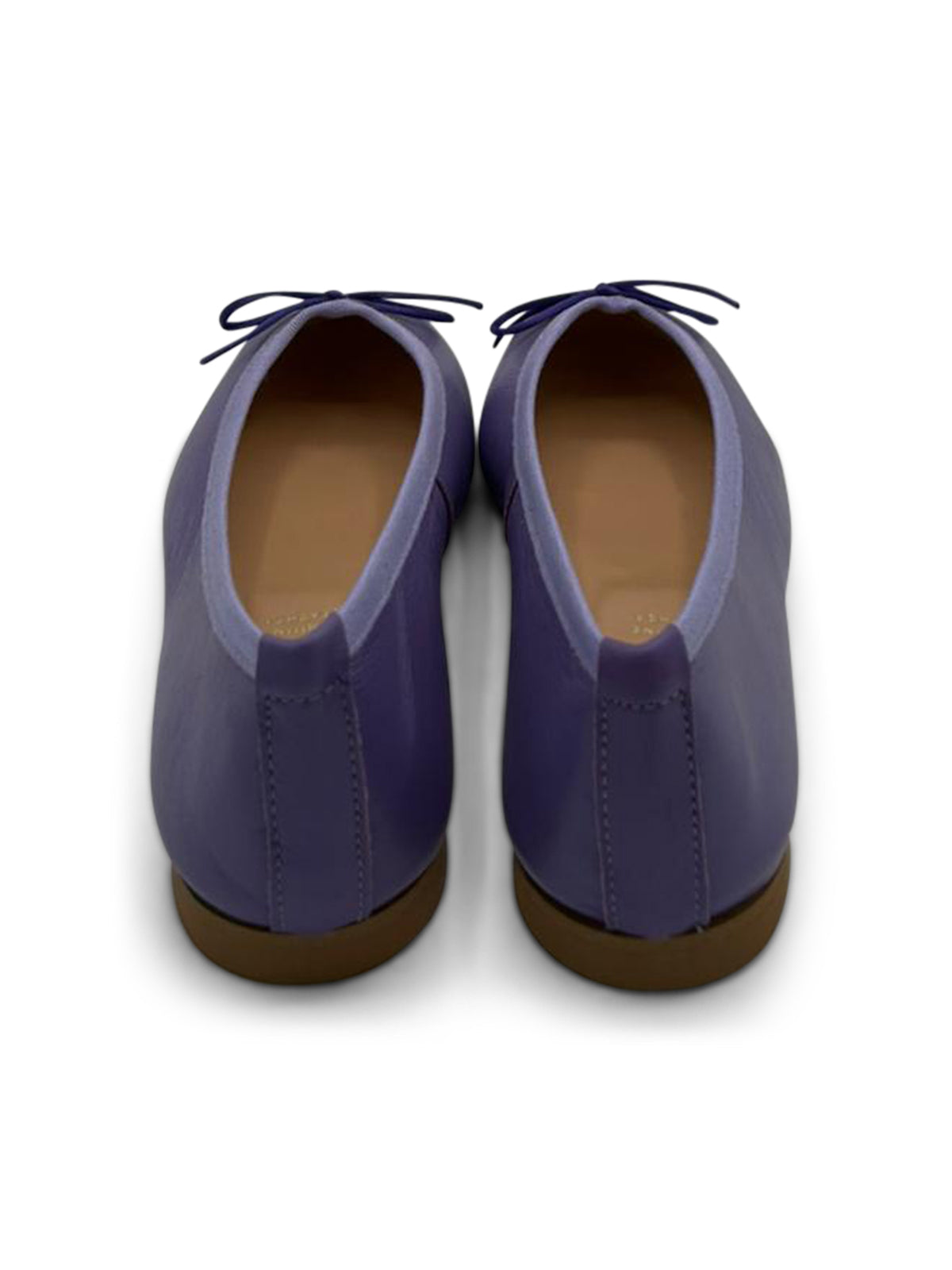 Ballerine Viola in Pelle con Fiocco e Punta Arrotondata