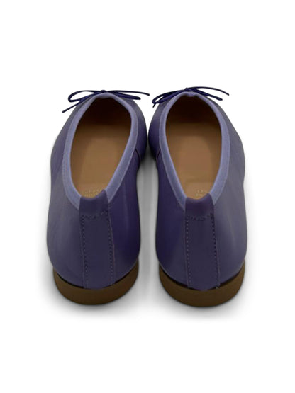 Ballerine Viola in Pelle con Fiocco e Punta Arrotondata