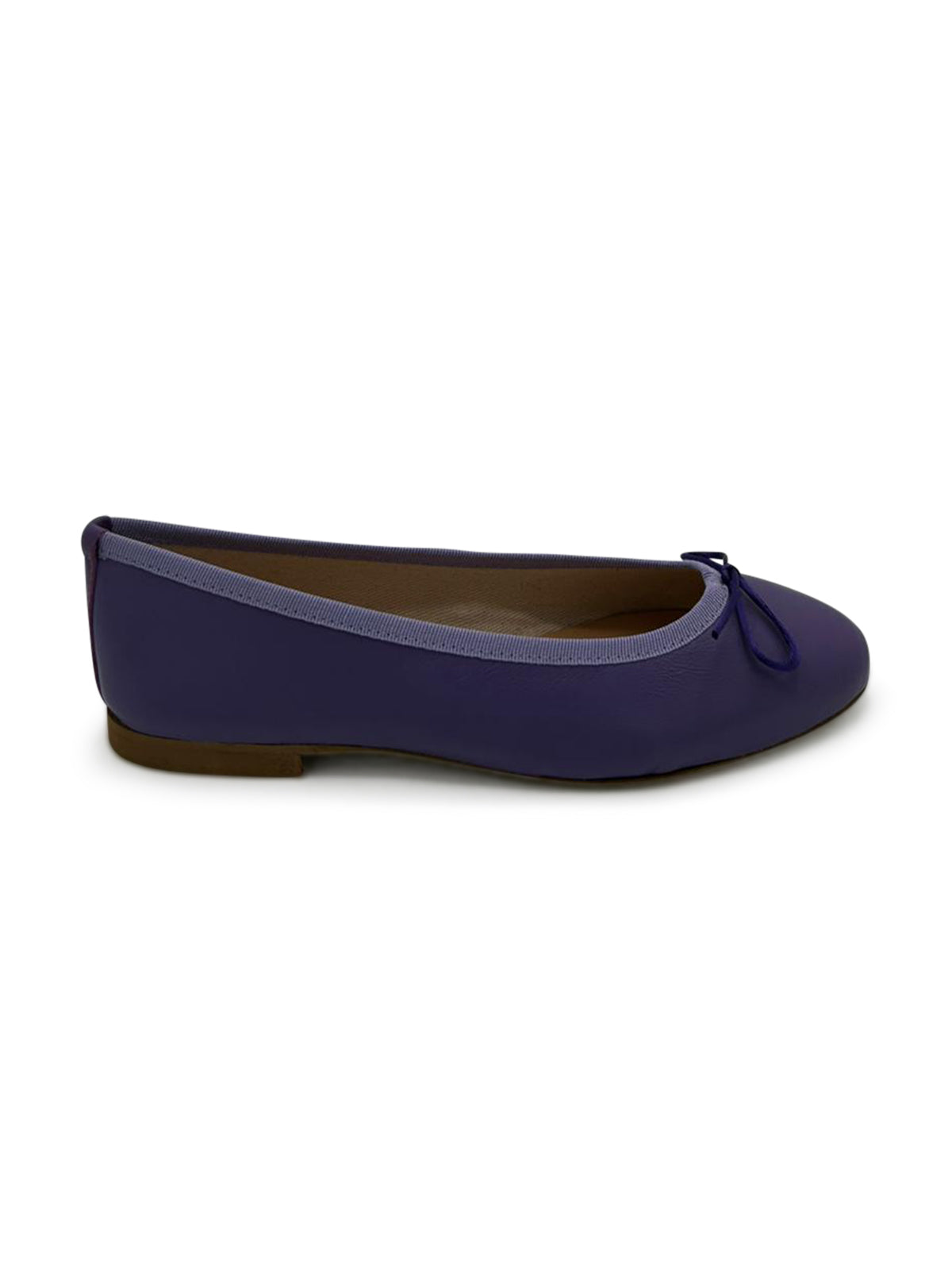 Ballerine Viola in Pelle con Fiocco e Punta Arrotondata