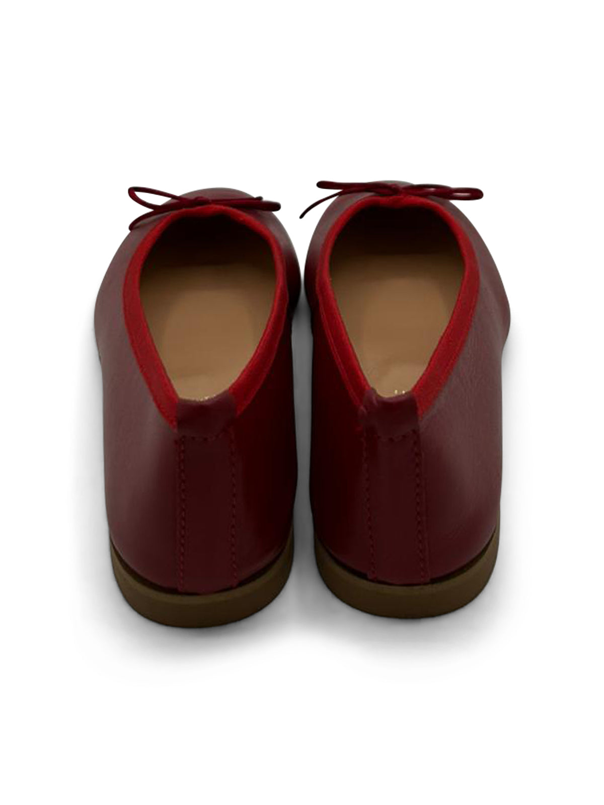 Ballerine Bordeaux in Pelle con Fiocco e Punta Arrotondata