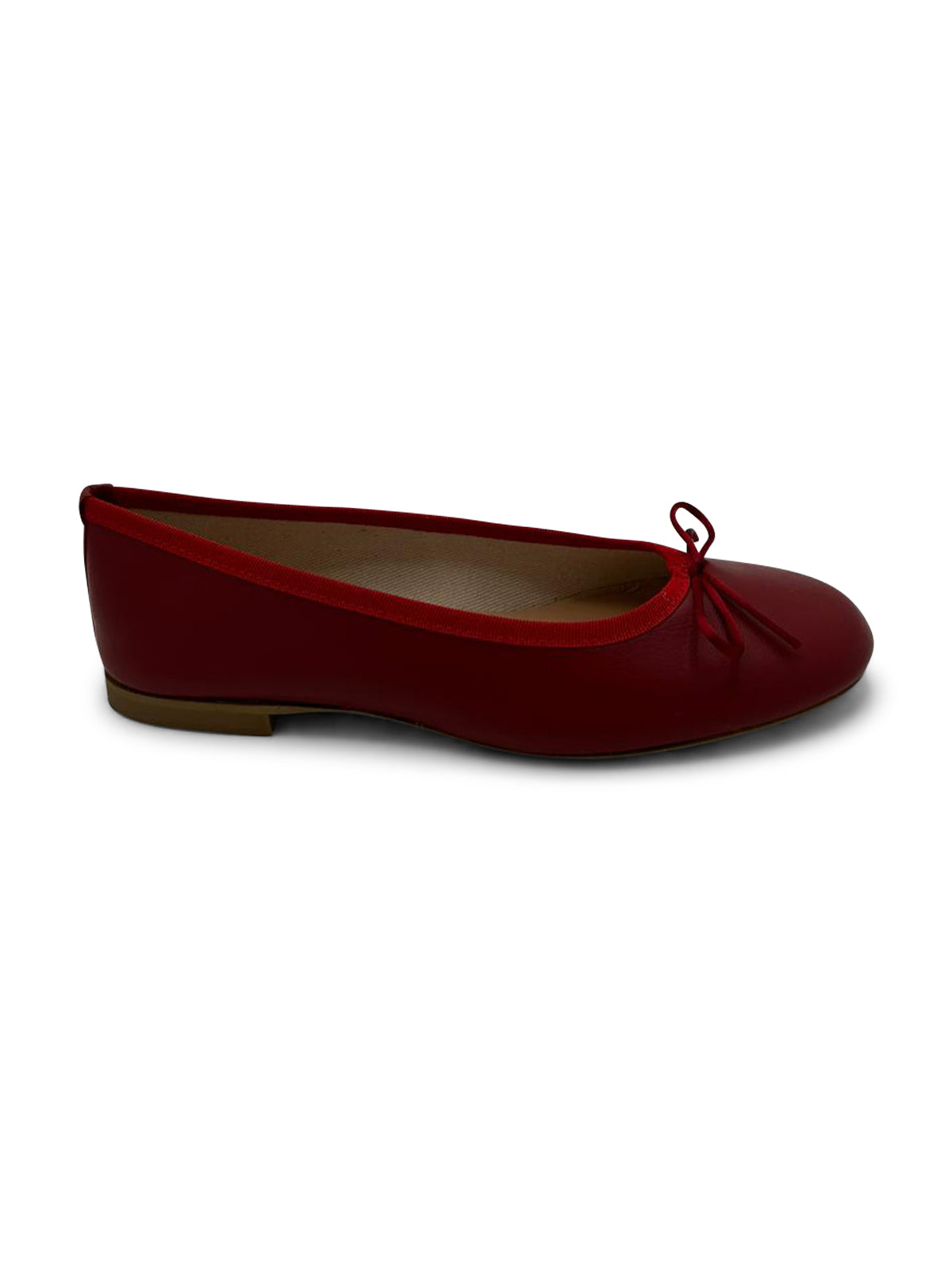 Ballerine Bordeaux in Pelle con Fiocco e Punta Arrotondata