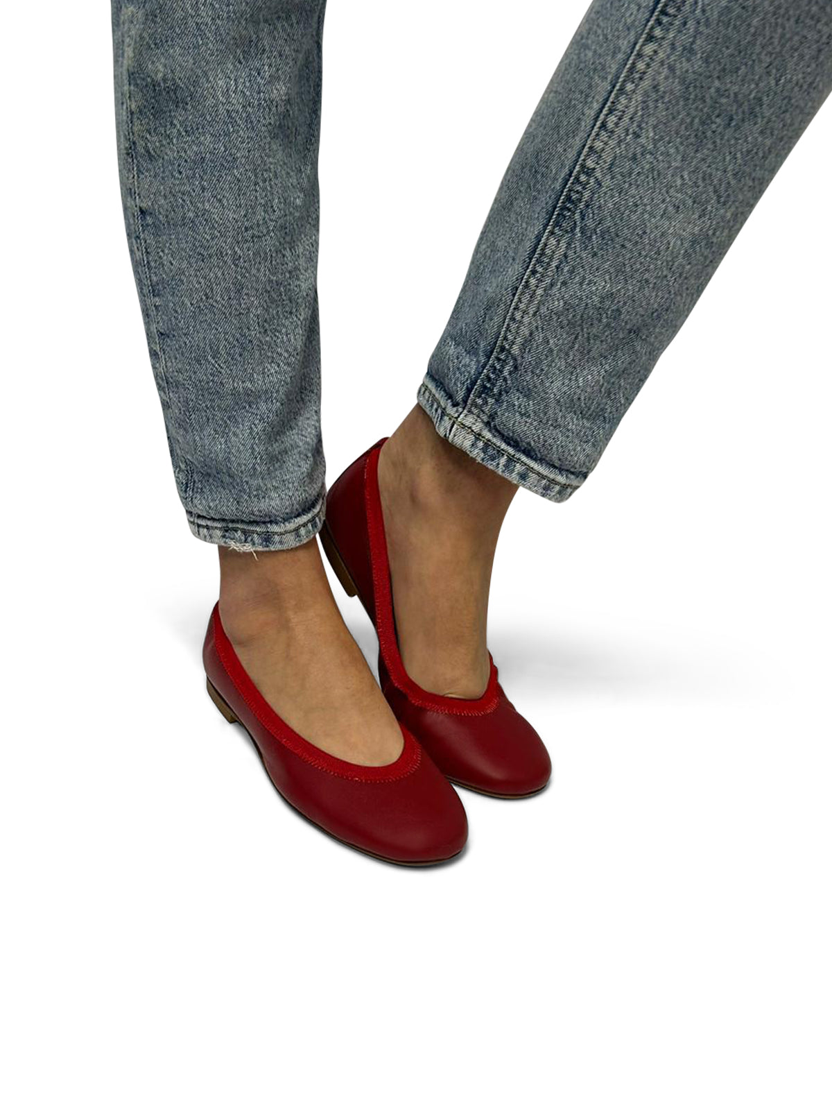 Ballerine Bordeaux in Pelle con Fiocco e Punta Arrotondata