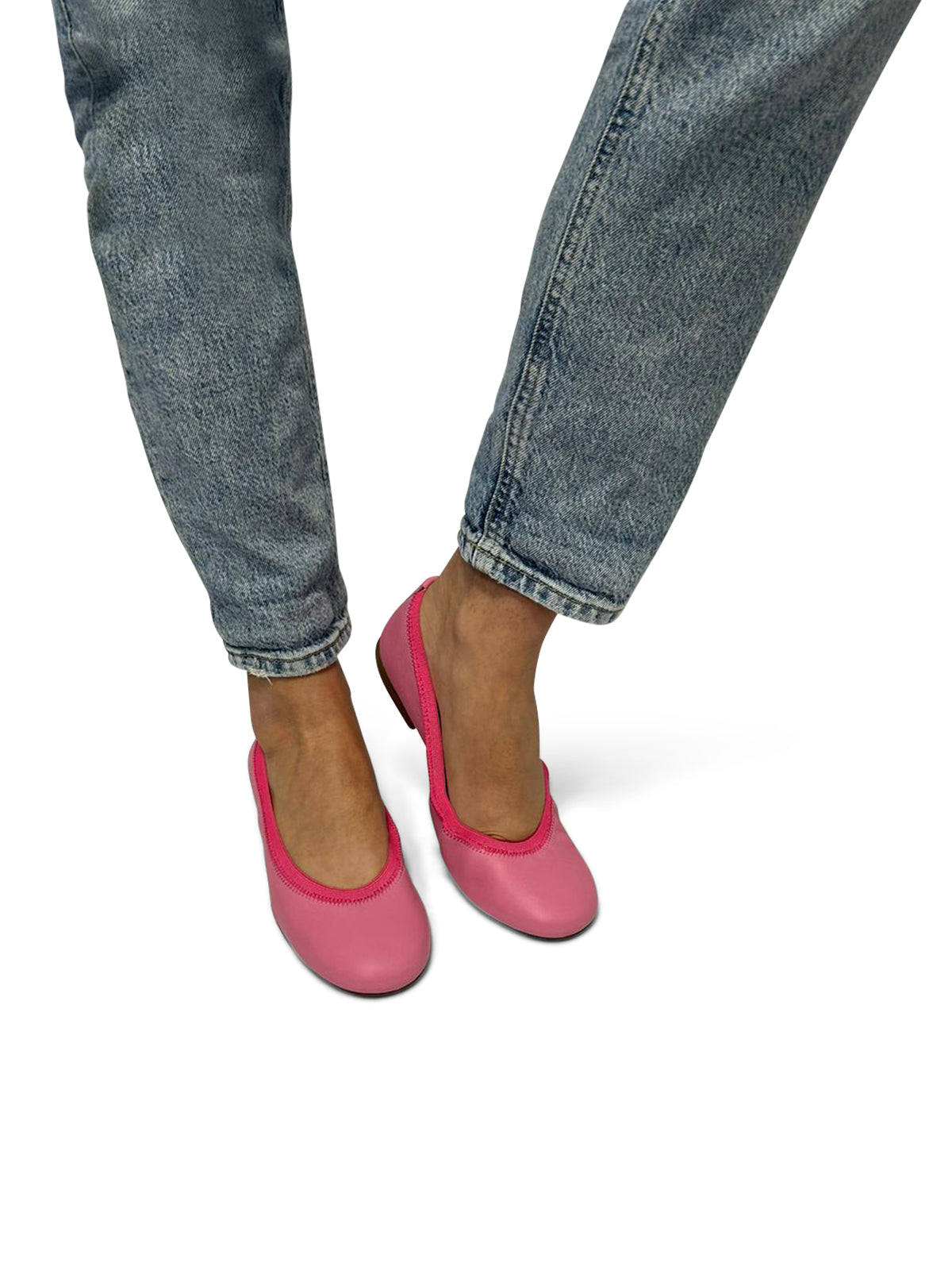 Ballerine Oro Rosato in Pelle Morbida con Elastico