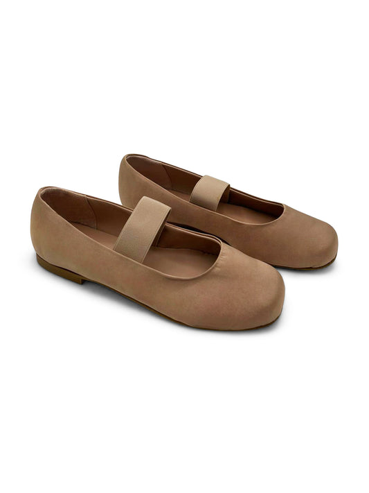 Ballerine Beige in Camoscio con Elastico