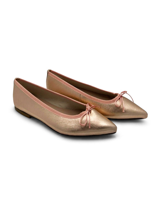 Ballerine Rosa Metallizzato in Pelle con Fiocco