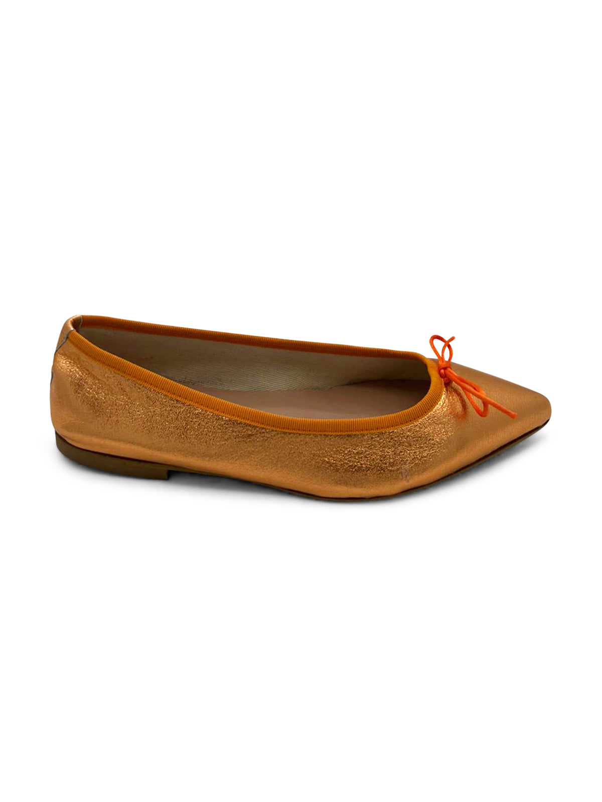 Ballerine Arancione Metallizzato in Pelle con Fiocco