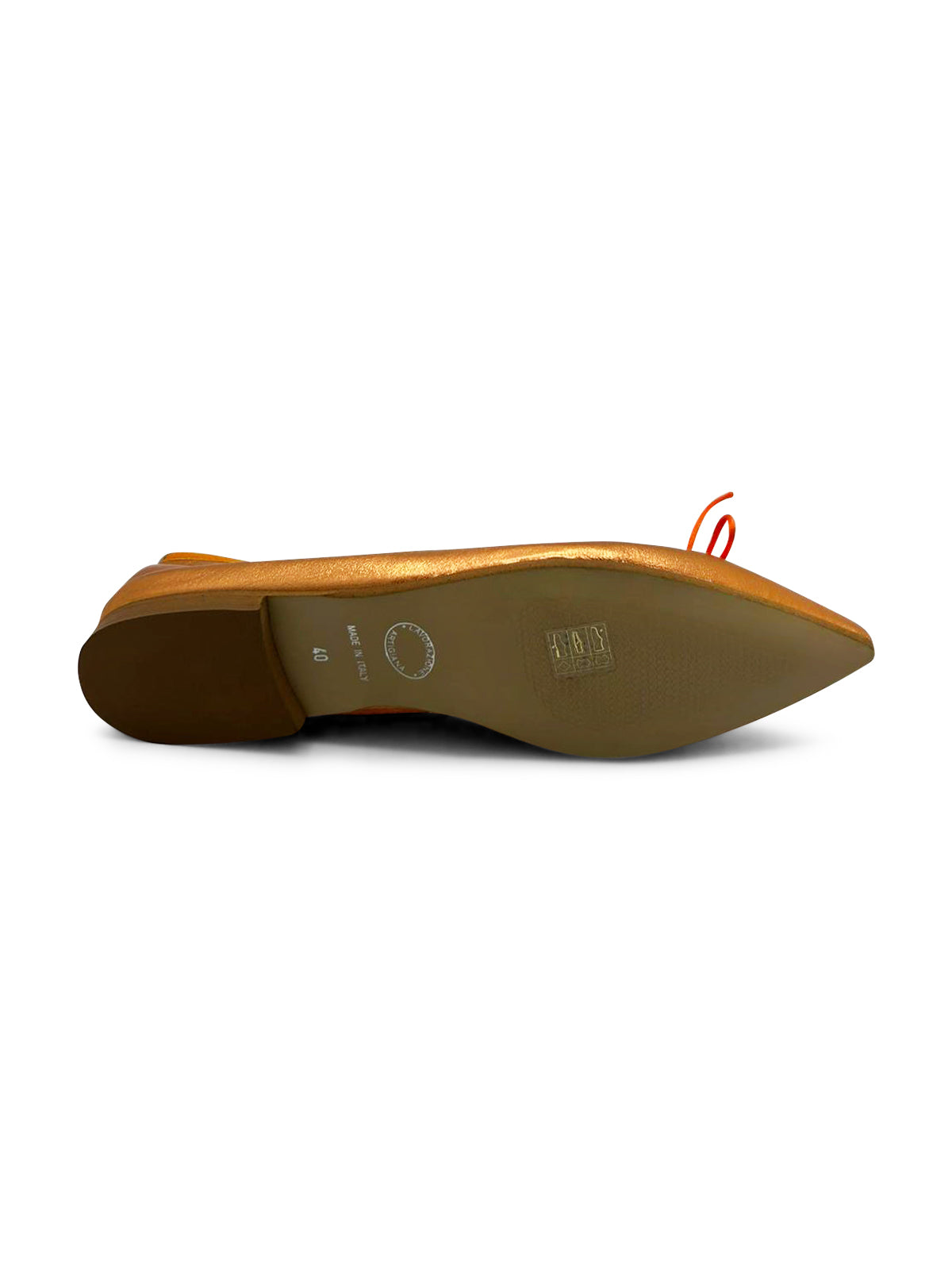 Ballerine Arancione Metallizzato in Pelle con Fiocco
