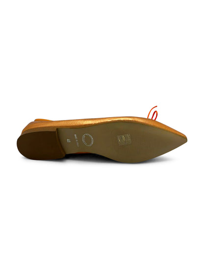 Ballerine Arancione Metallizzato in Pelle con Fiocco