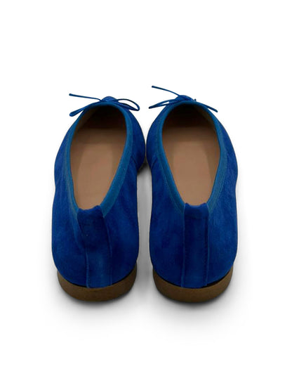 Ballerine Blu Navy in Camoscio con Fiocco