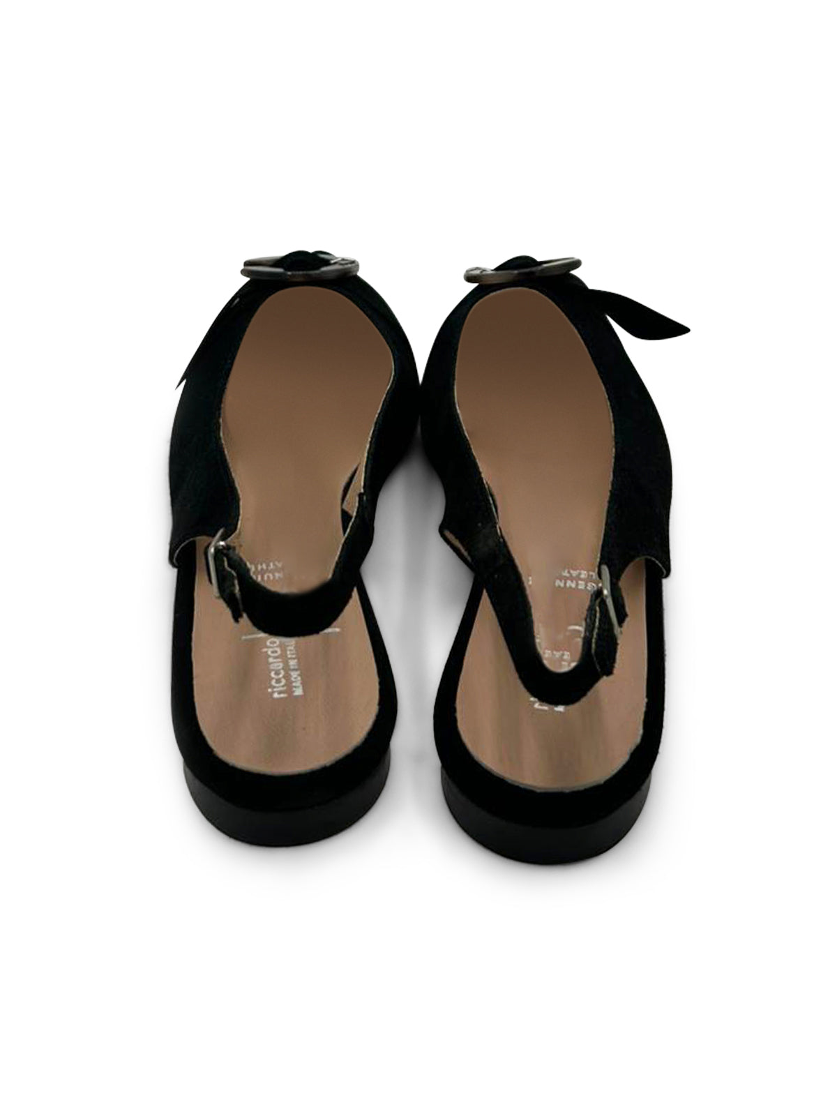 Ballerine Slingback a Punta Chiusa in Pelle Scamosciata Nera