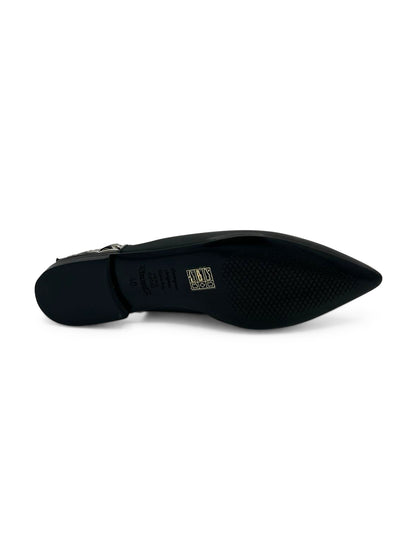 Ballerina Slingback Nera con Tacco Basso e Borchie