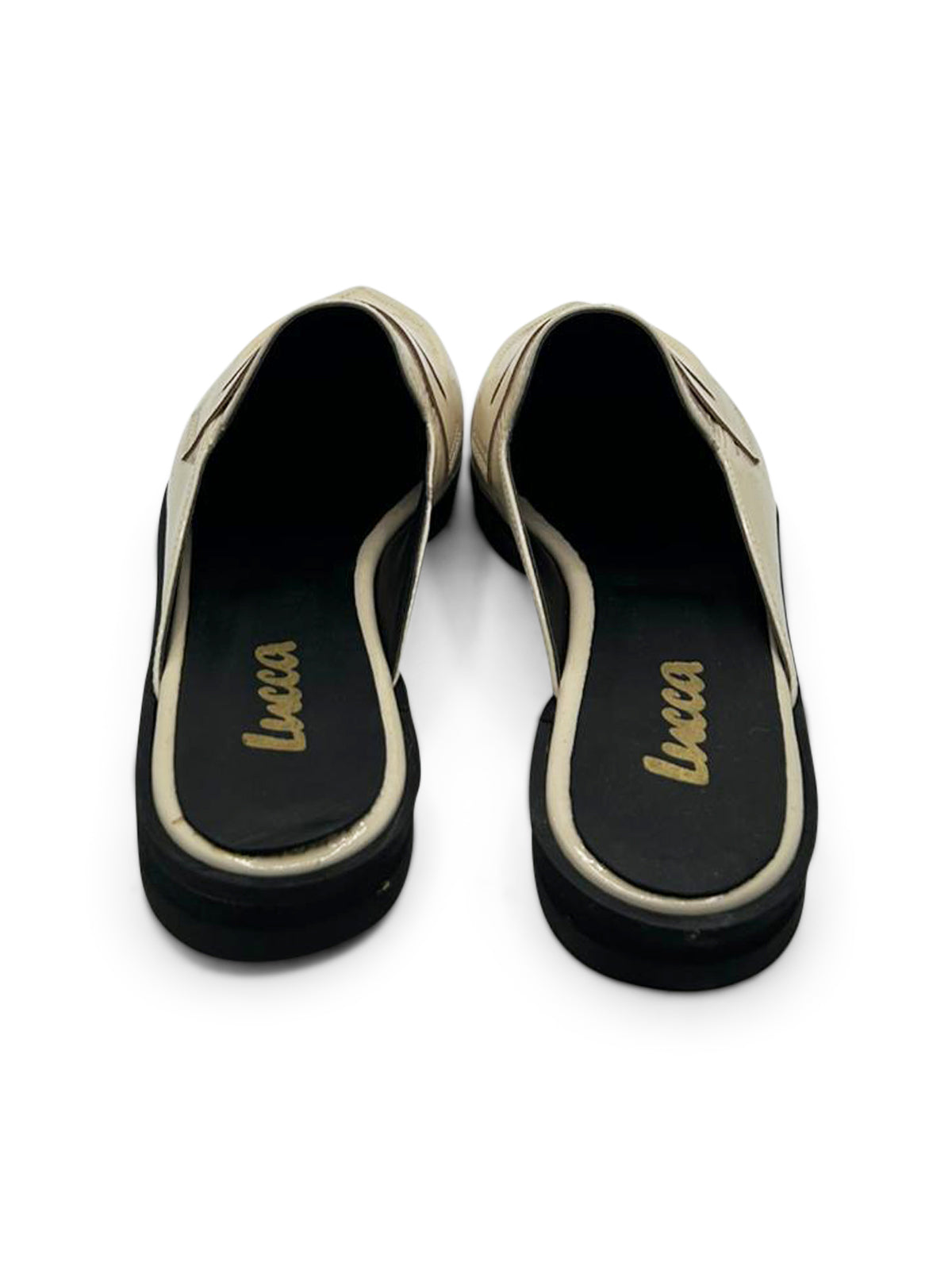 Mule da Donna in Pelle Lucida Beige con Tacco Basso