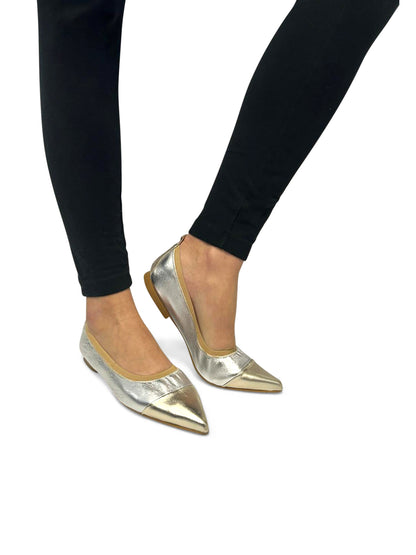 Ballerine Argento in Pelle Morbida con Elastico