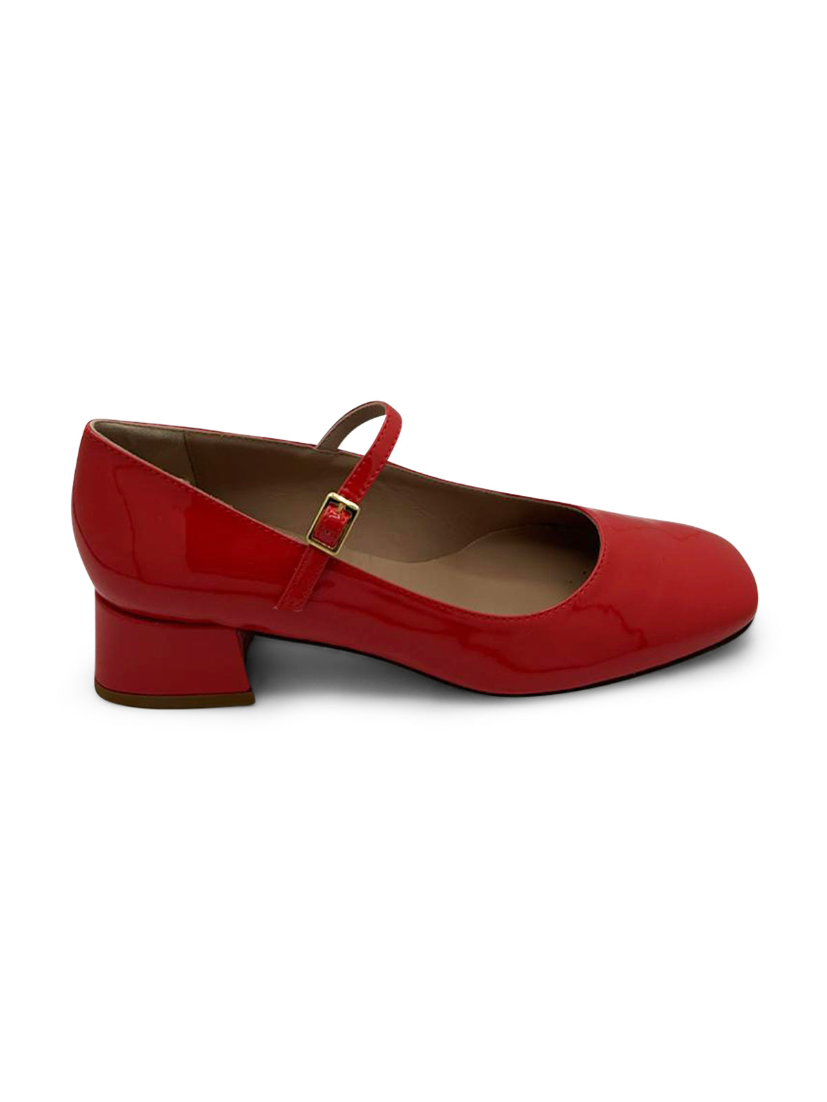 Mary Jane Rossa in Vernice con Tacco Largo