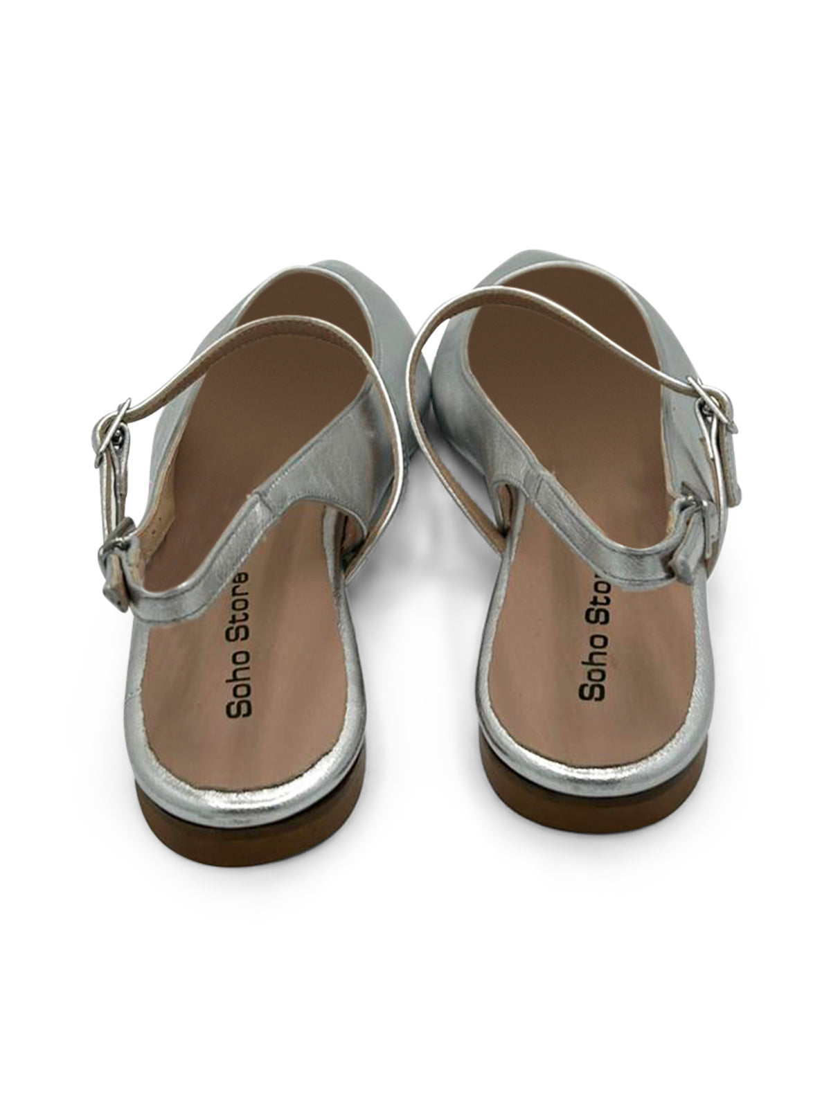 Ballerina Slingback Argento a Punta con Cinturino
