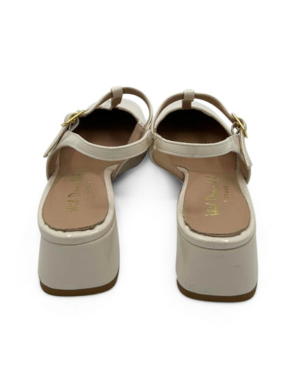 Ballerina Slingback Beige con Tacco Medio e Cinturino