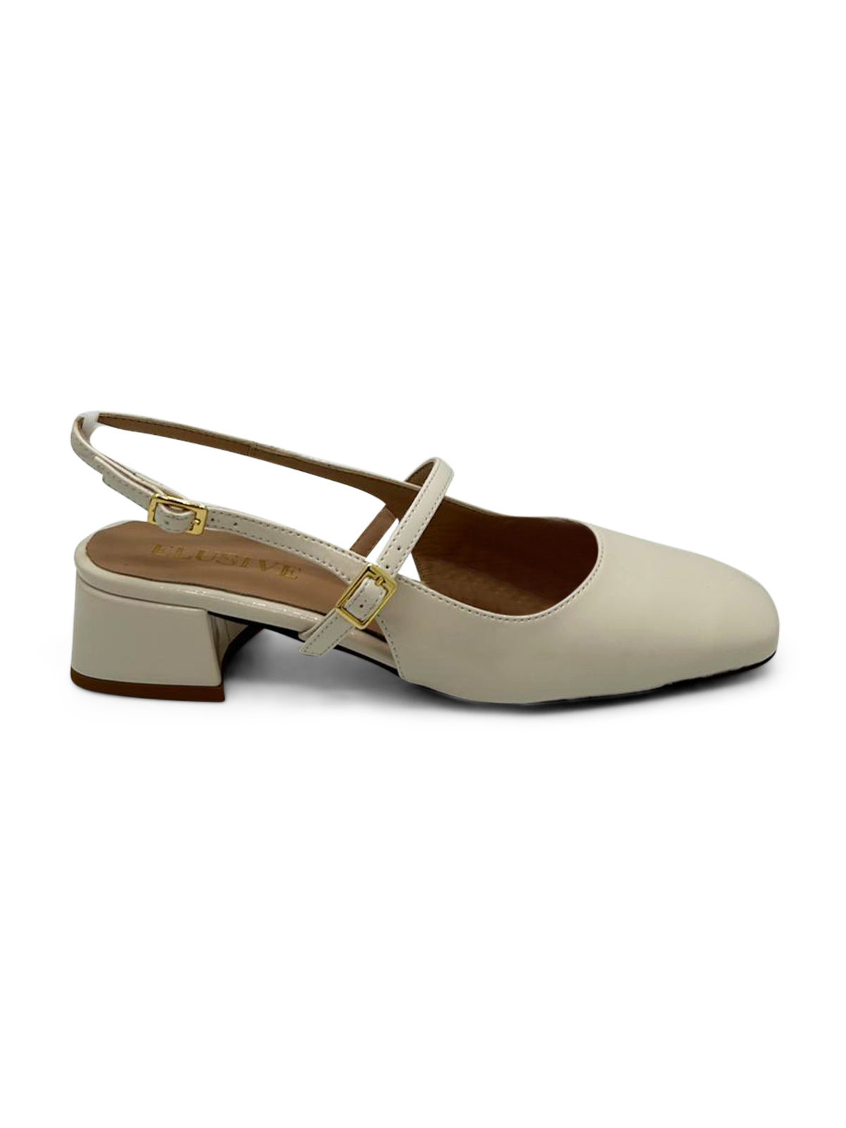Ballerina Slingback Beige con Tacco Medio