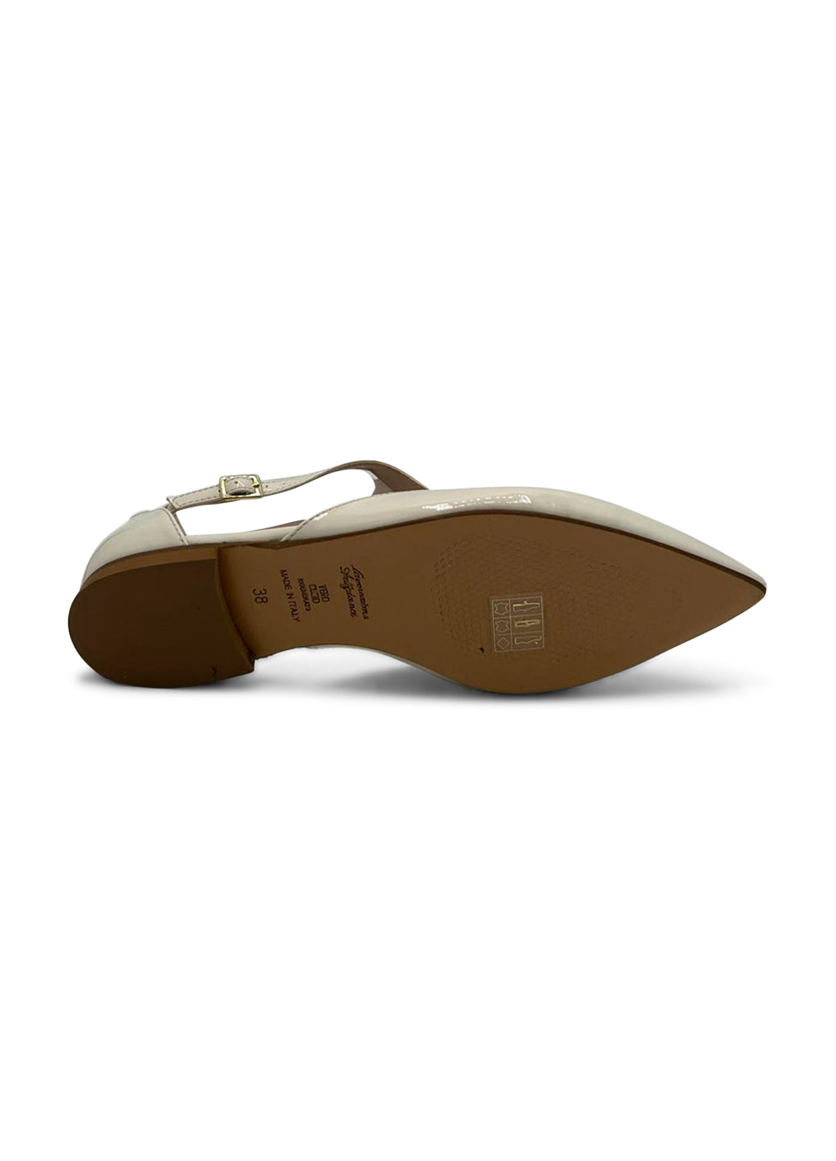 Ballerina in pelle vernice beige