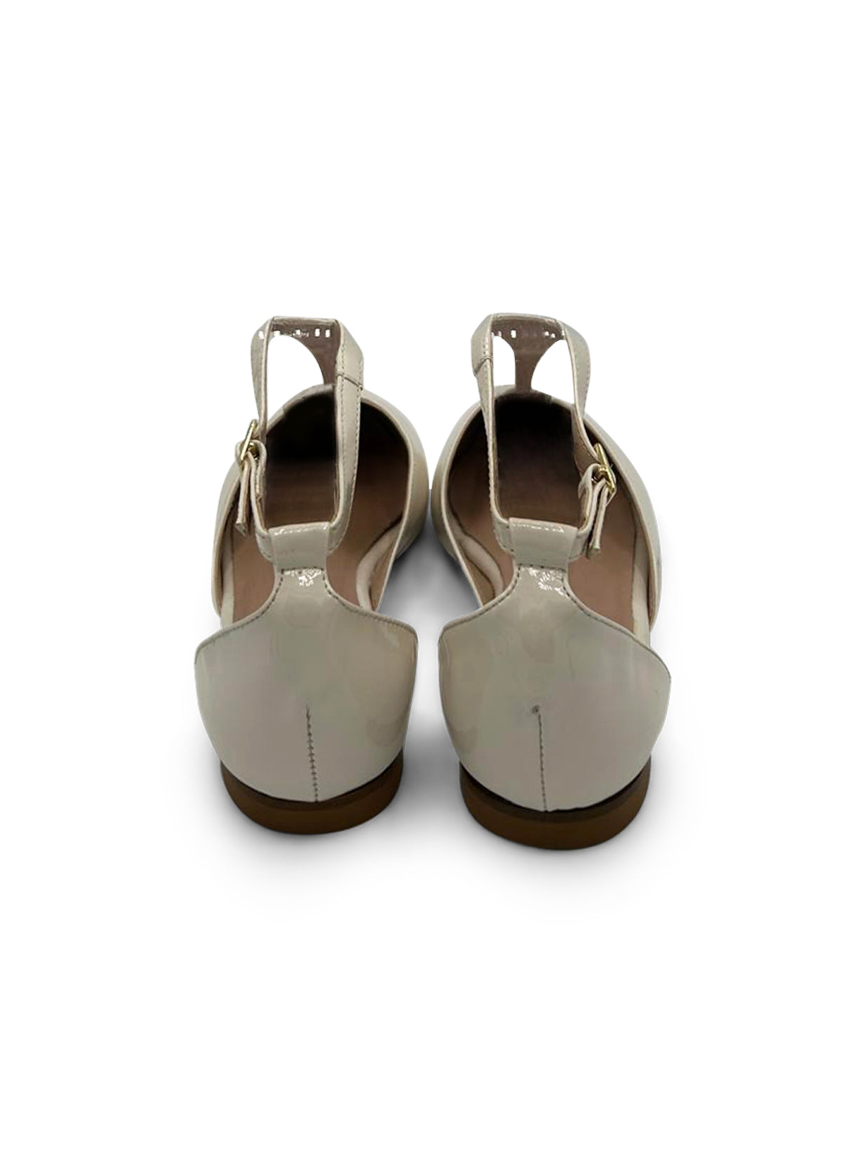 Ballerina in pelle vernice beige