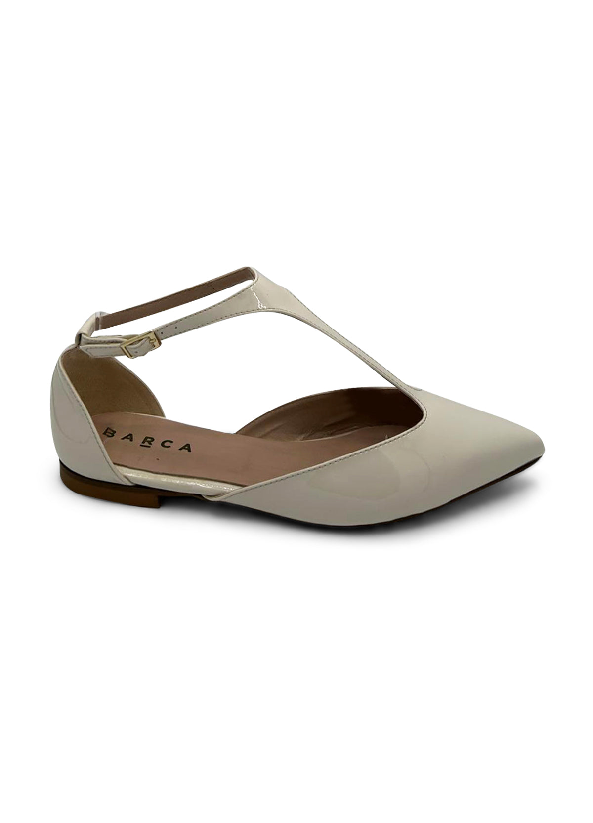 Ballerina in pelle vernice beige