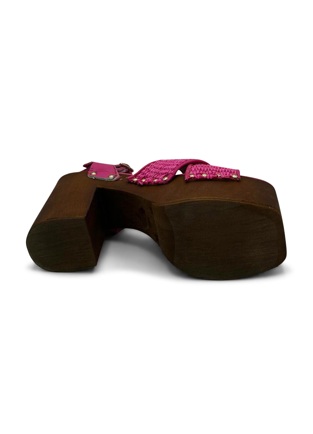 Zoccolo incrociato in rafia fuxia