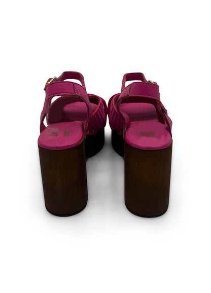 Zoccolo incrociato in rafia fuxia